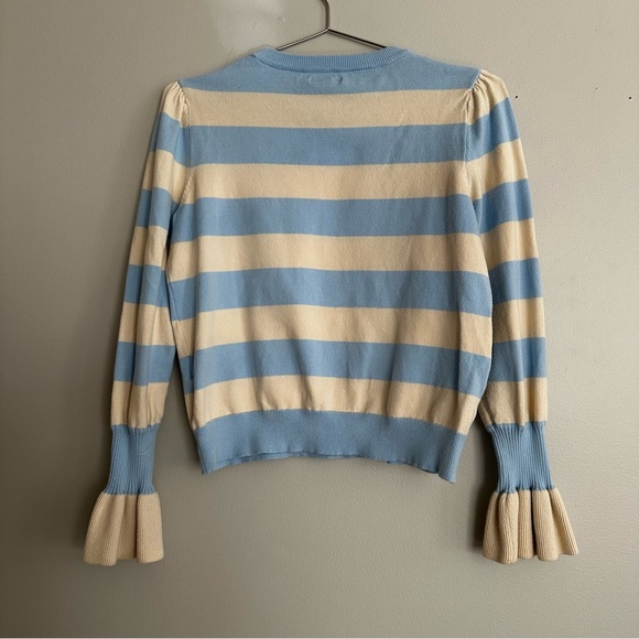 Who What Wear Blue and Cream Striped Crewneck Sweater - Picture 6 of 9